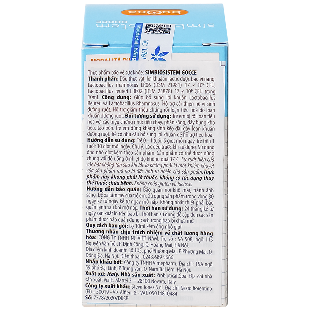 Dung dịch giúp bổ sung lợi khuẩn Buona Simbiosistem Gocce (10ml)