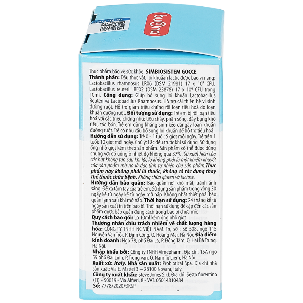 Dung dịch giúp bổ sung lợi khuẩn Buona Simbiosistem Gocce (10ml)