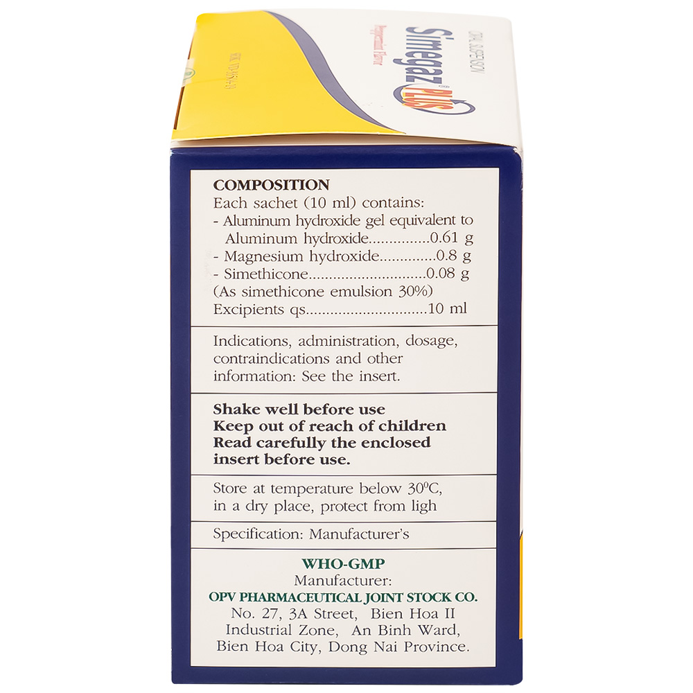 Hỗn dịch uống Simegaz Plus OPV vị bạc hà, điều trị viêm loét dạ dày , tăng acid dạ dày (20 gói x 10ml)