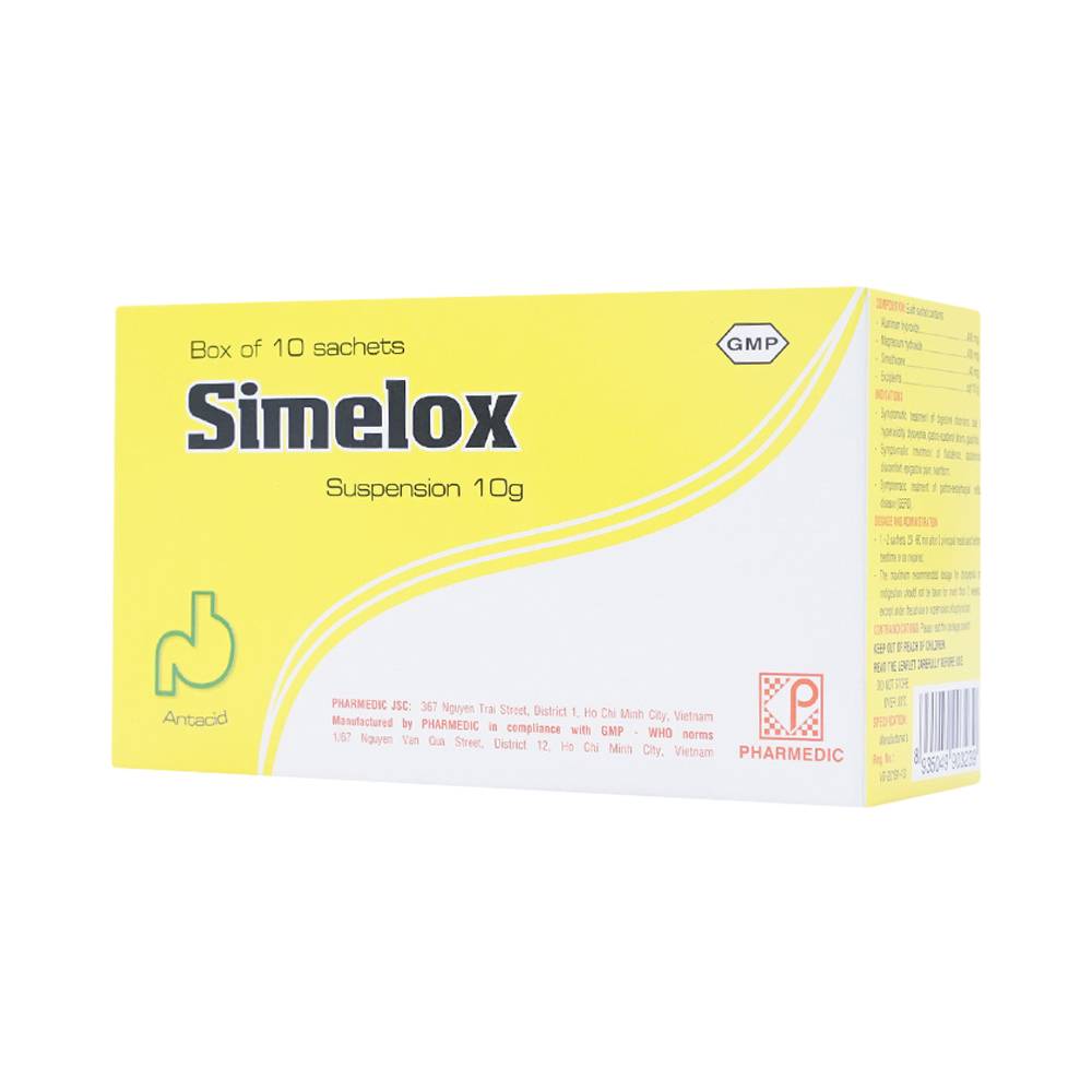 Thuốc Simelox Pharmedic điều trị rối loạn tiêu hóa (10 gói x 10g)