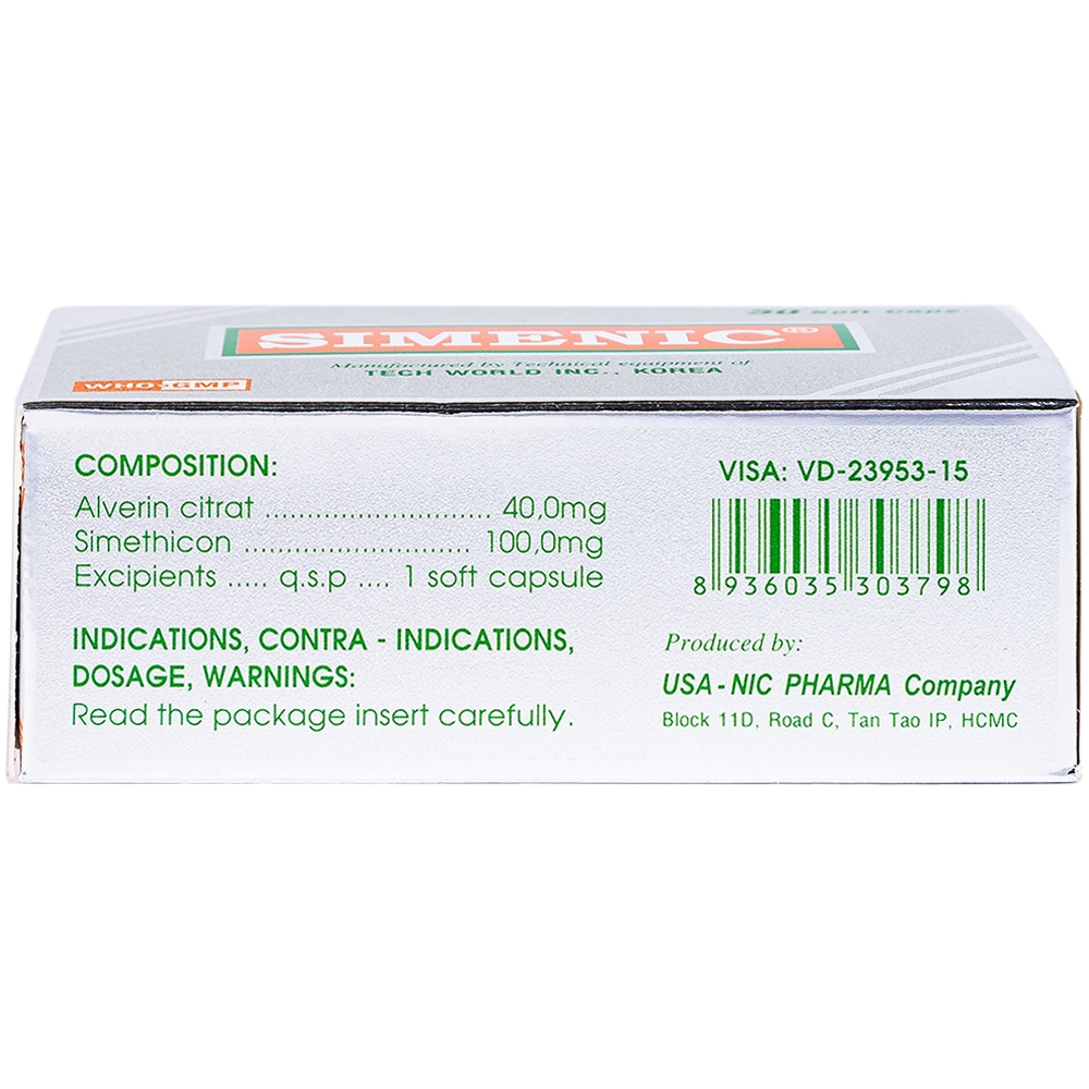 Thuốc Simenic điều trị đau do co thắt cơ trơn (3 vỉ x 10 viên)