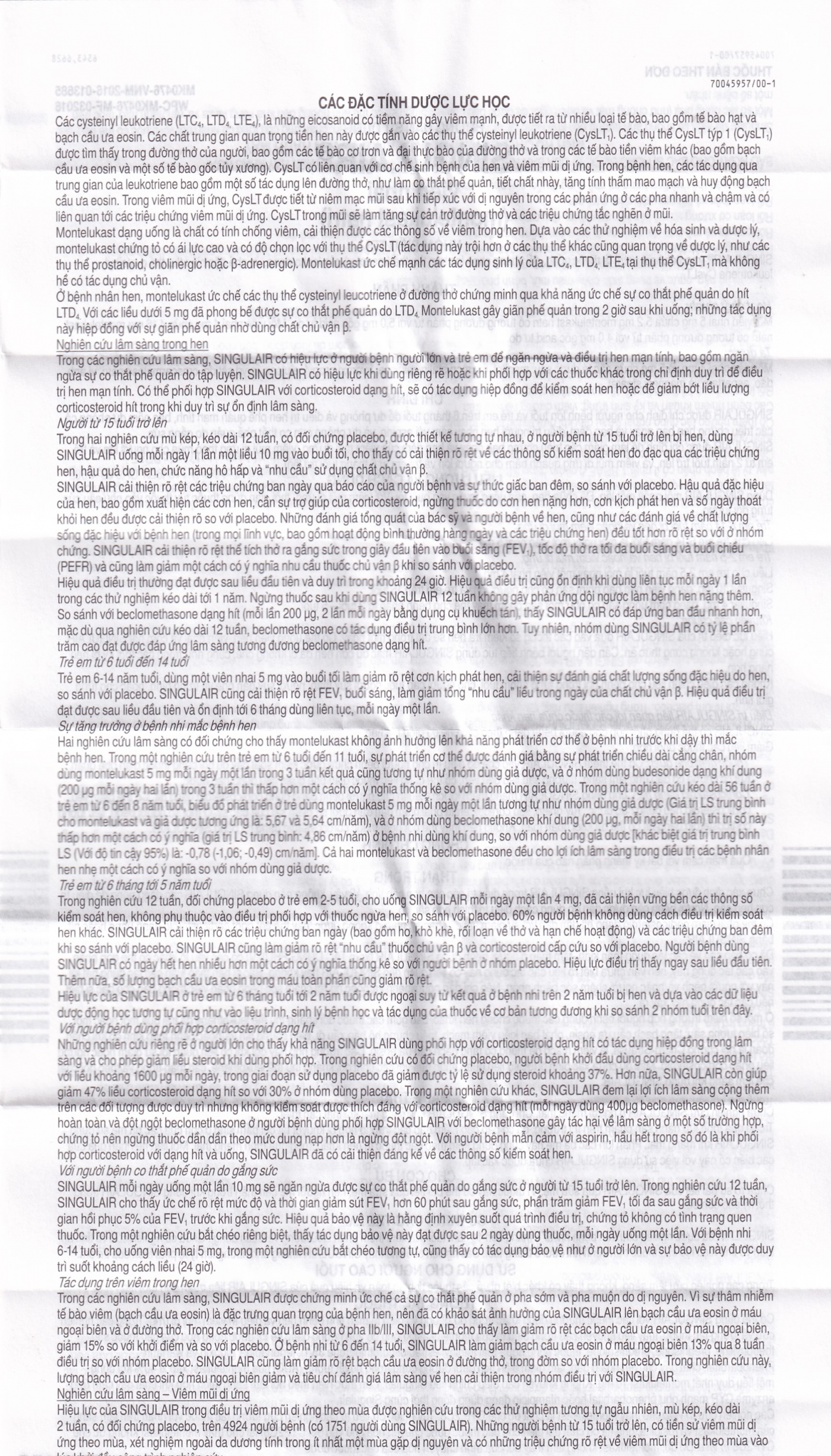 Thuốc Singulair 10mg MSD điều trị hen phế quản mạn tính (2 vỉ x 14 viên)