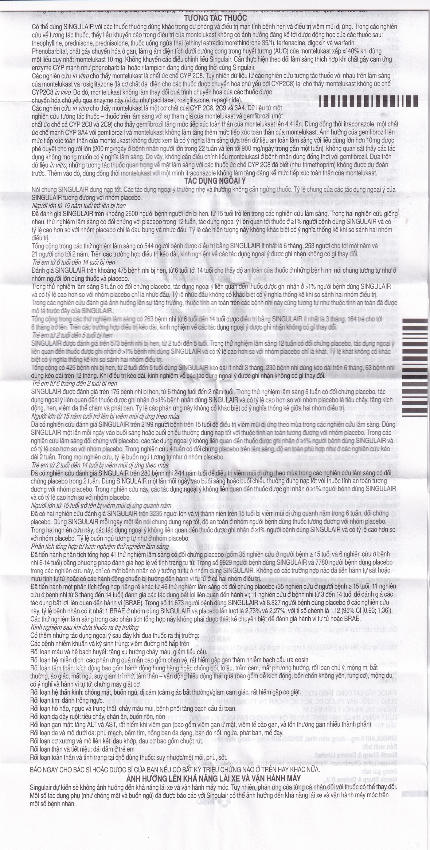 Thuốc Singulair 10mg MSD điều trị hen phế quản mạn tính (2 vỉ x 14 viên)