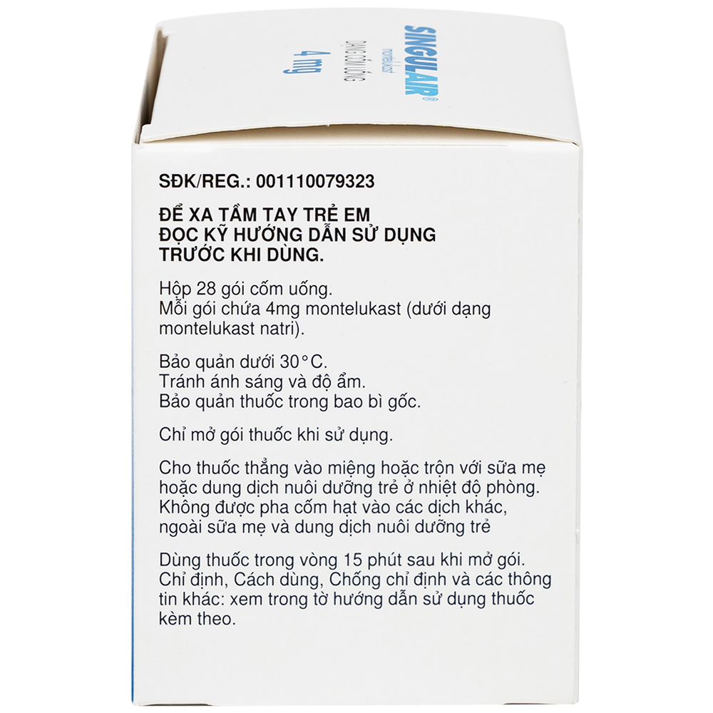 Thuốc Singulair 4mg Organon phòng và điều trị hen phế quản mạn tính (28 gói)