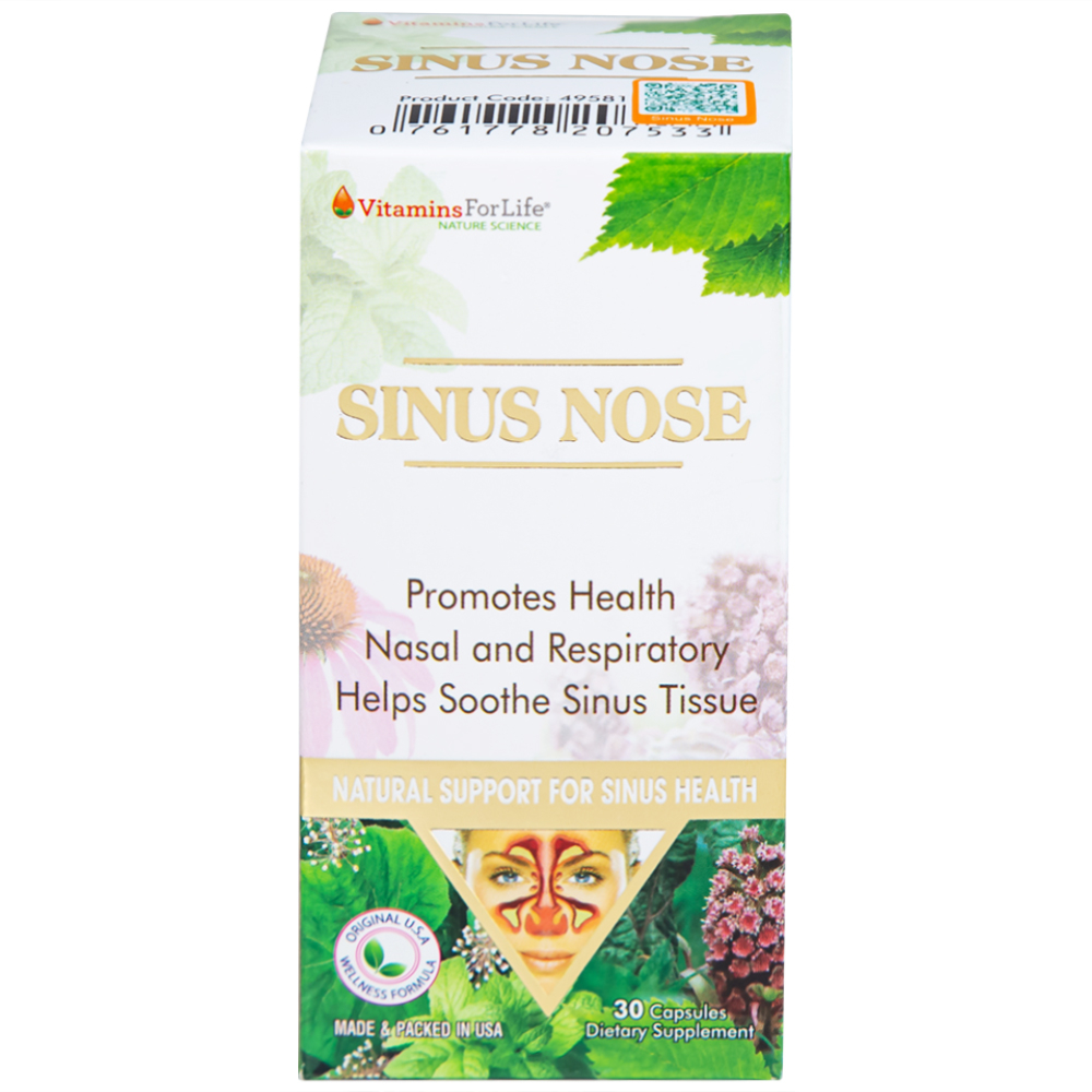 Viên uống hỗ trợ cải thiện viêm xoang, viêm mũi dị ứng Sinus Nose Vitamins For Life (30 viên)
