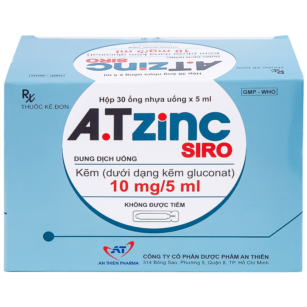 Siro A.Tzinc 10mg/5ml An Thiên phòng ngừa và điều trị thiếu kẽm (30 ống)