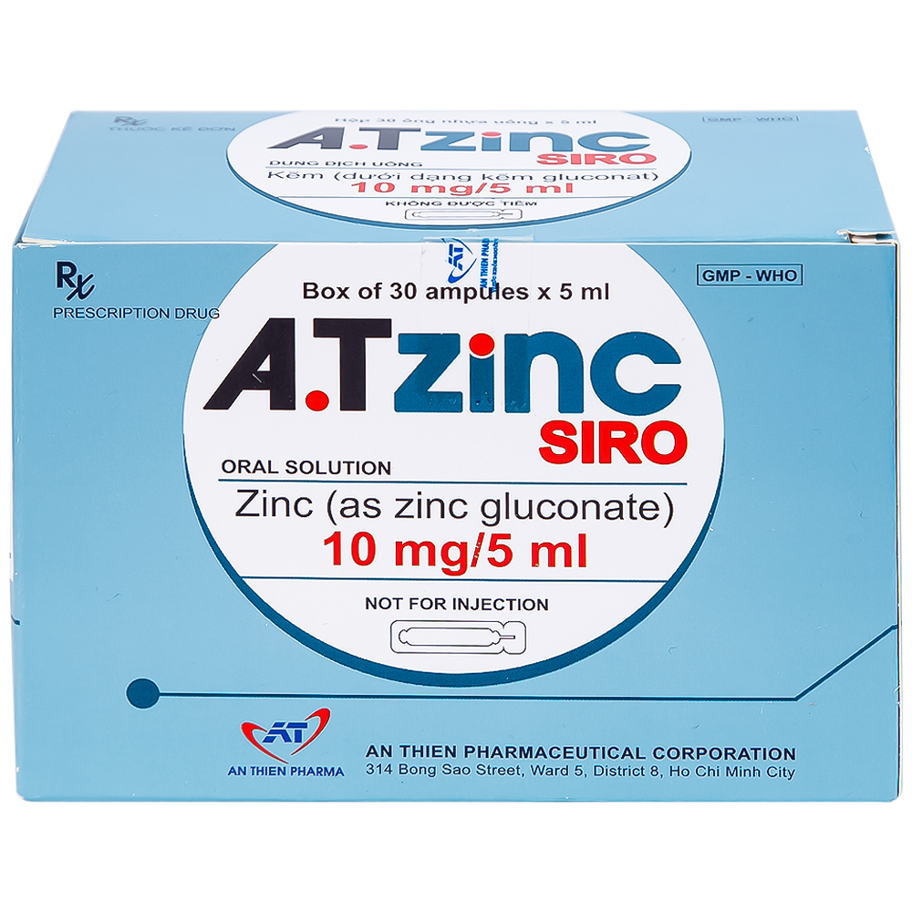 Siro A.Tzinc 10mg/5ml An Thiên phòng ngừa và điều trị thiếu kẽm (30 ống)