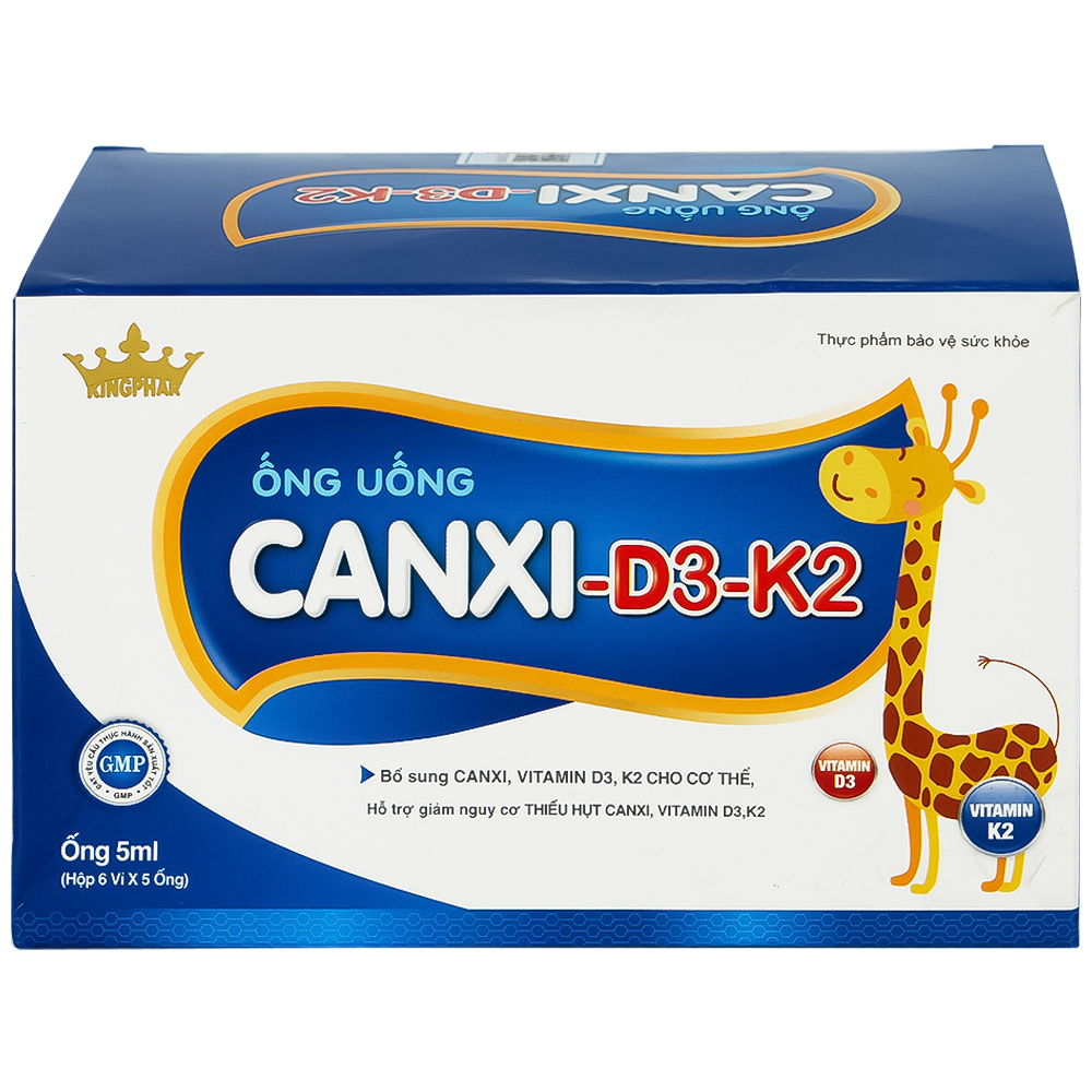 Siro bổ sung canxi & vitamin D3, K2 cho cơ thể Canxi-D3-K2 Kingphar (6 vỉ x 5 ống x 5ml)