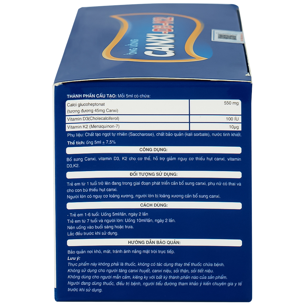 Siro bổ sung canxi & vitamin D3, K2 cho cơ thể Canxi-D3-K2 Kingphar (6 vỉ x 5 ống x 5ml)