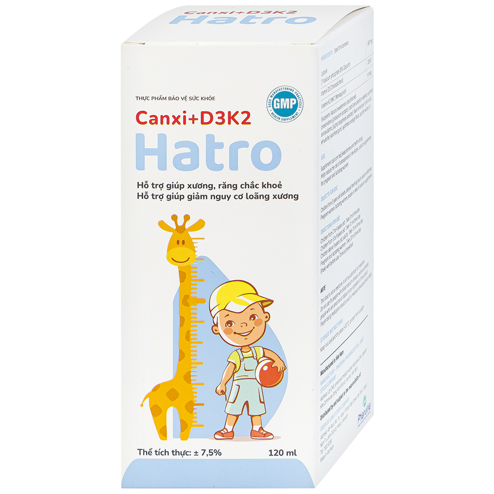 Siro bổ sung canxi giúp xương răng chắc khỏe Canxi + D3K2 Hatro (120ml)