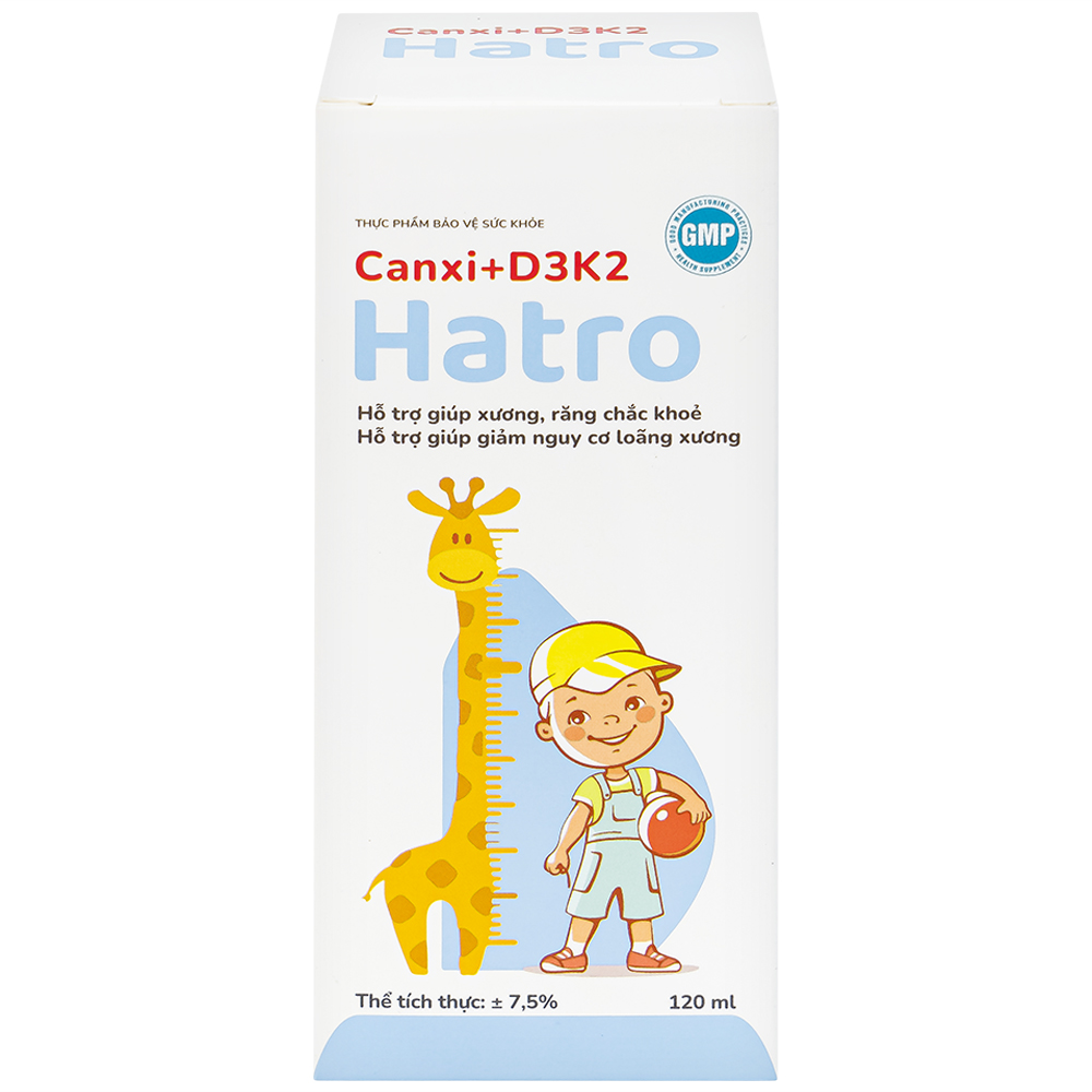 Siro bổ sung canxi giúp xương răng chắc khỏe Canxi + D3K2 Hatro (120ml)