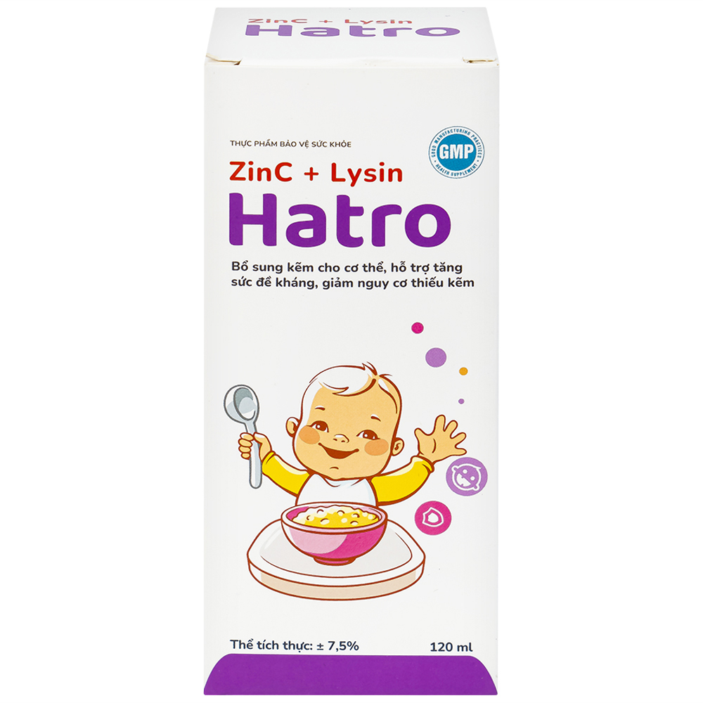 Siro bổ sung kẽm, hỗ trợ tăng sức đề kháng cho trẻ ZinC + Lysin Hatro (120ml)