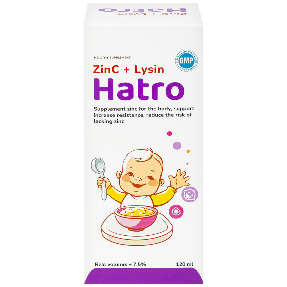 Siro bổ sung kẽm, hỗ trợ tăng sức đề kháng cho trẻ ZinC + Lysin Hatro (120ml)