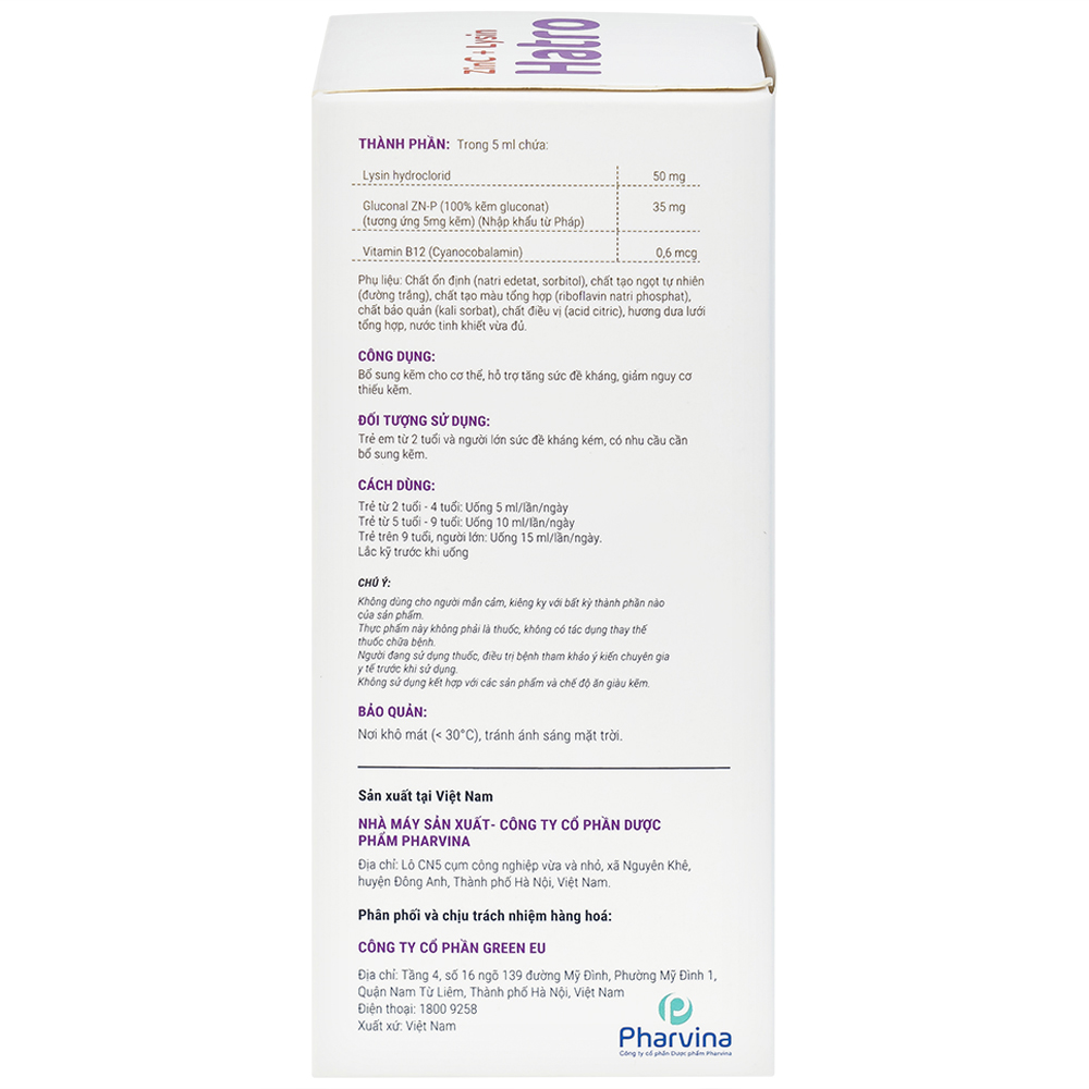 Siro bổ sung kẽm, hỗ trợ tăng sức đề kháng cho trẻ ZinC + Lysin Hatro (120ml)