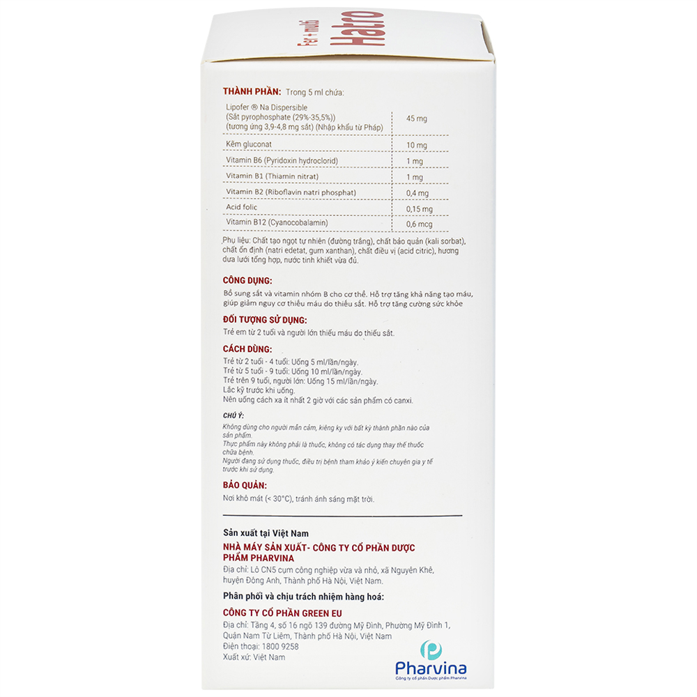 Siro bổ sung sắt và Vitamin nhóm B, giảm nguy cơ thiếu máu cho trẻ Fer + Multi Hatro (120ml)