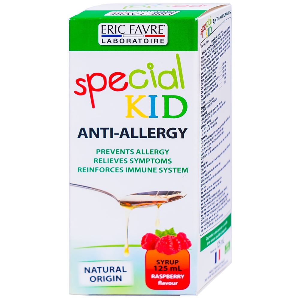 Siro giúp giảm dị ứng, mẩn ngứa, mề đay, rôm sảy, tăng đề kháng cho trẻ Special Kid Anti-Allergies hương mâm xôi (125ml)