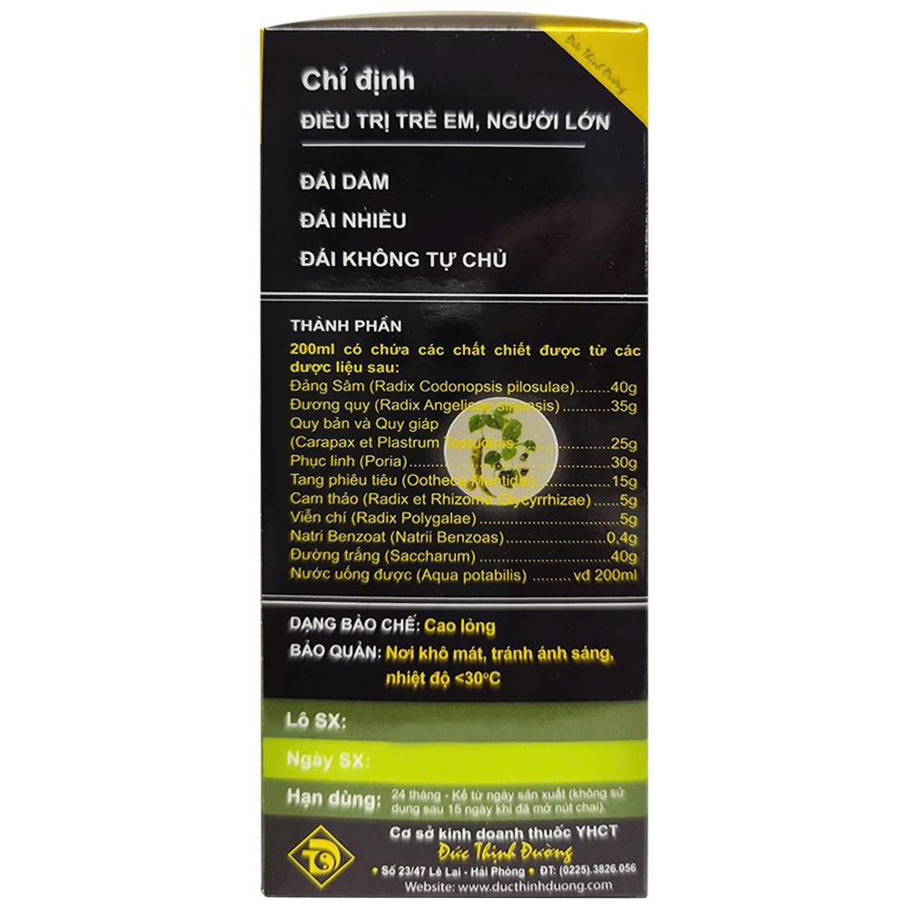 Thuốc trị Đái Dầm Đức Thịnh điều trị đái dầm, đái nhiều, đái không tự chủ (200ml)