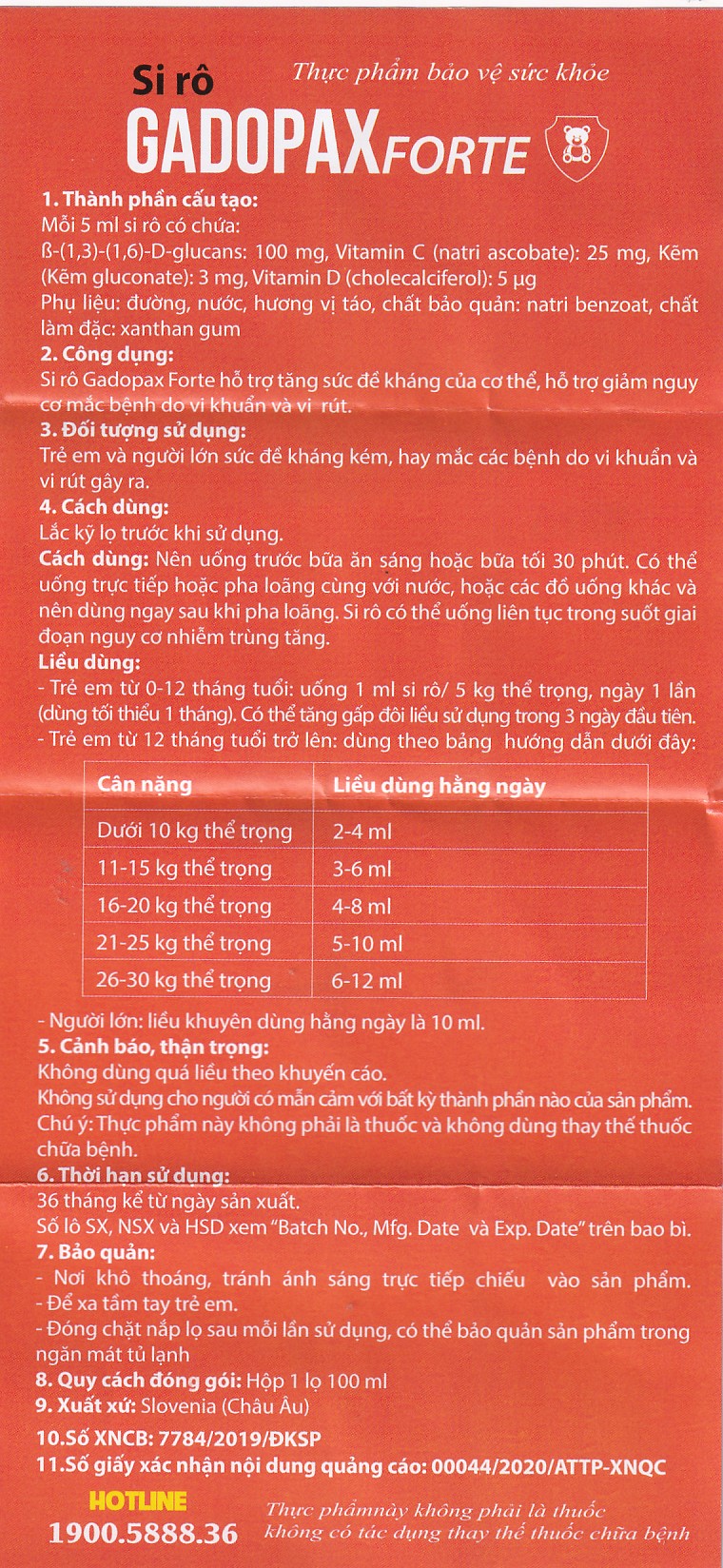 Siro hỗ trợ tăng sức đề kháng Gadopax Forte Valens (100ml)