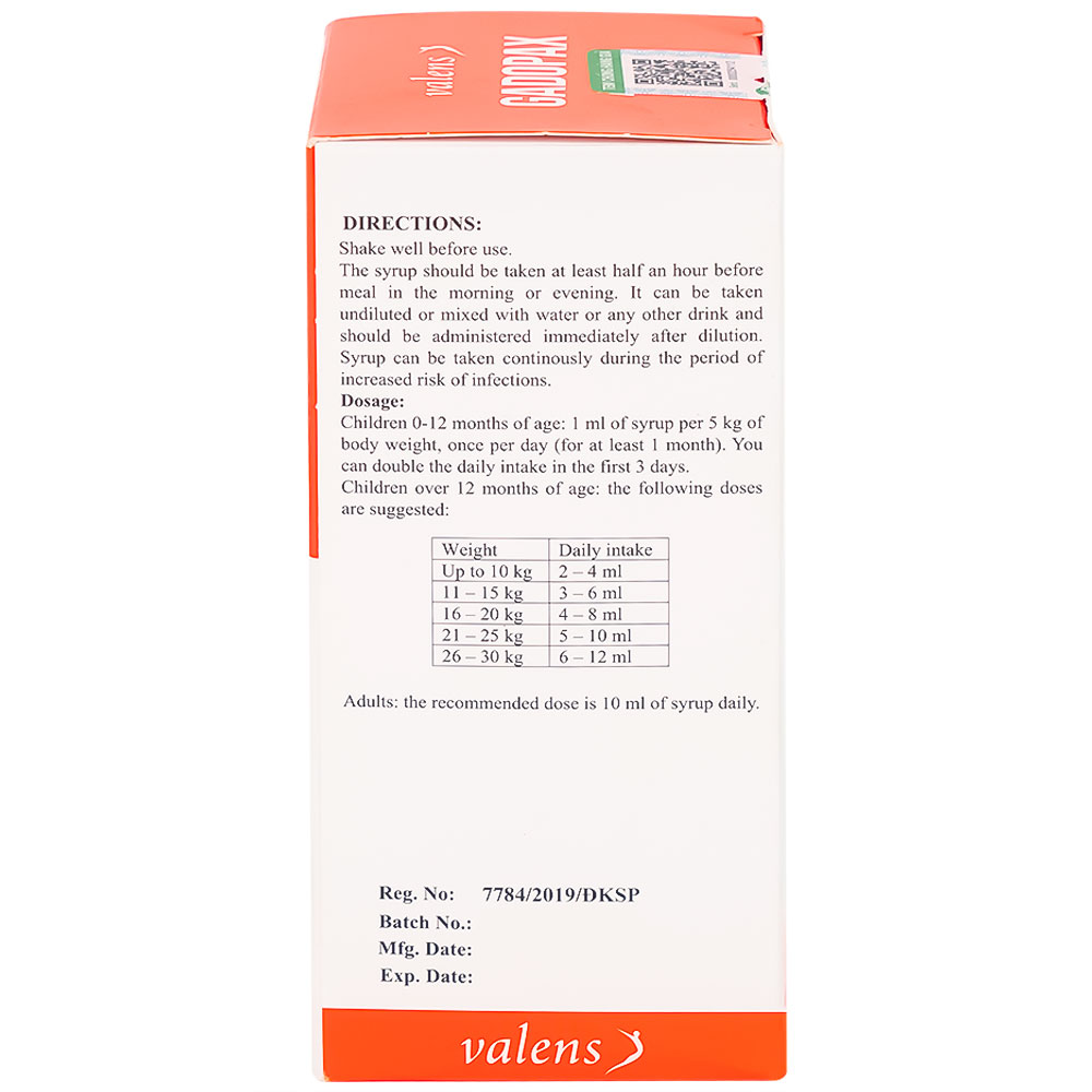 Siro hỗ trợ tăng sức đề kháng Gadopax Forte Valens (100ml)