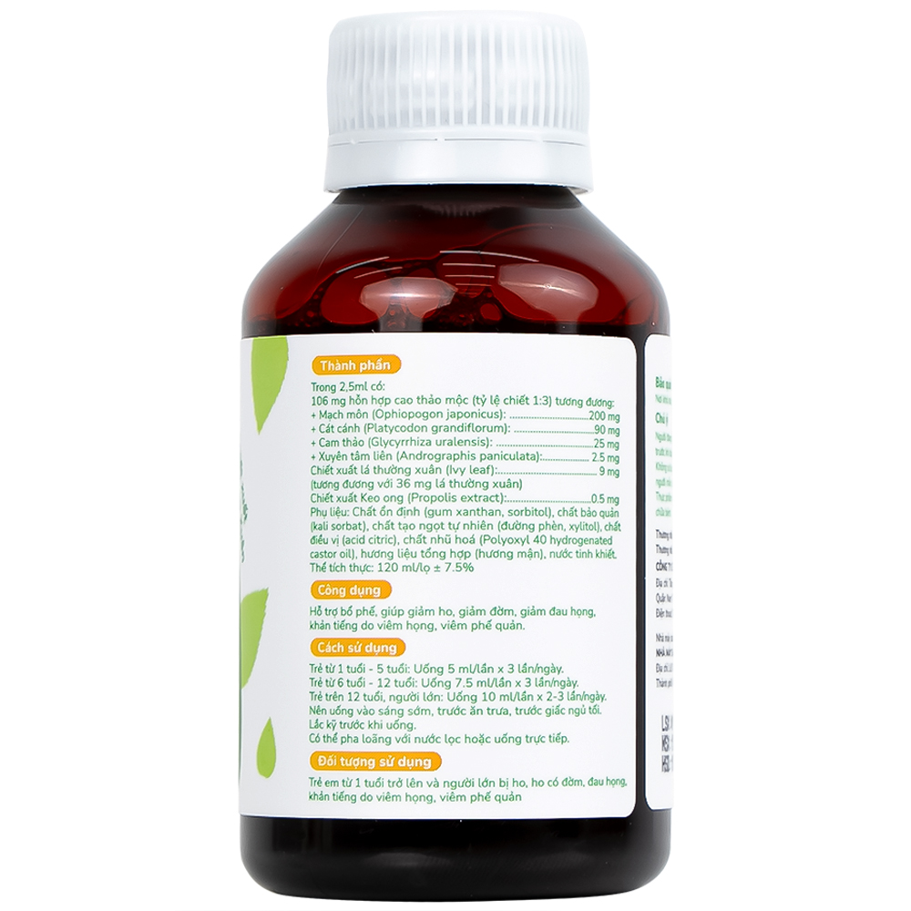 Siro hỗ giúp giảm ho, giảm đờm, giảm đau họng Bổ Phế Lábebé (120ml)