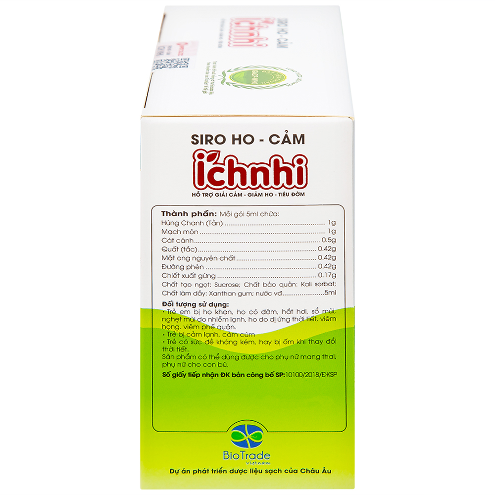 Siro hỗ trợ giảm ho tiêu đờm Ích Nhi Nam Dược (30 gói x 5ml)