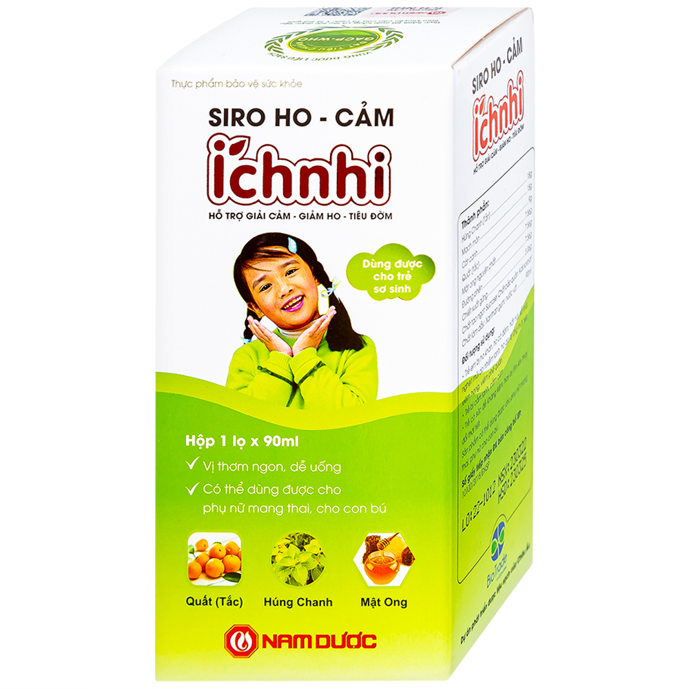 Siro hỗ trợ giảm ho tiêu đờm Ích Nhi Nam Dược (90ml)