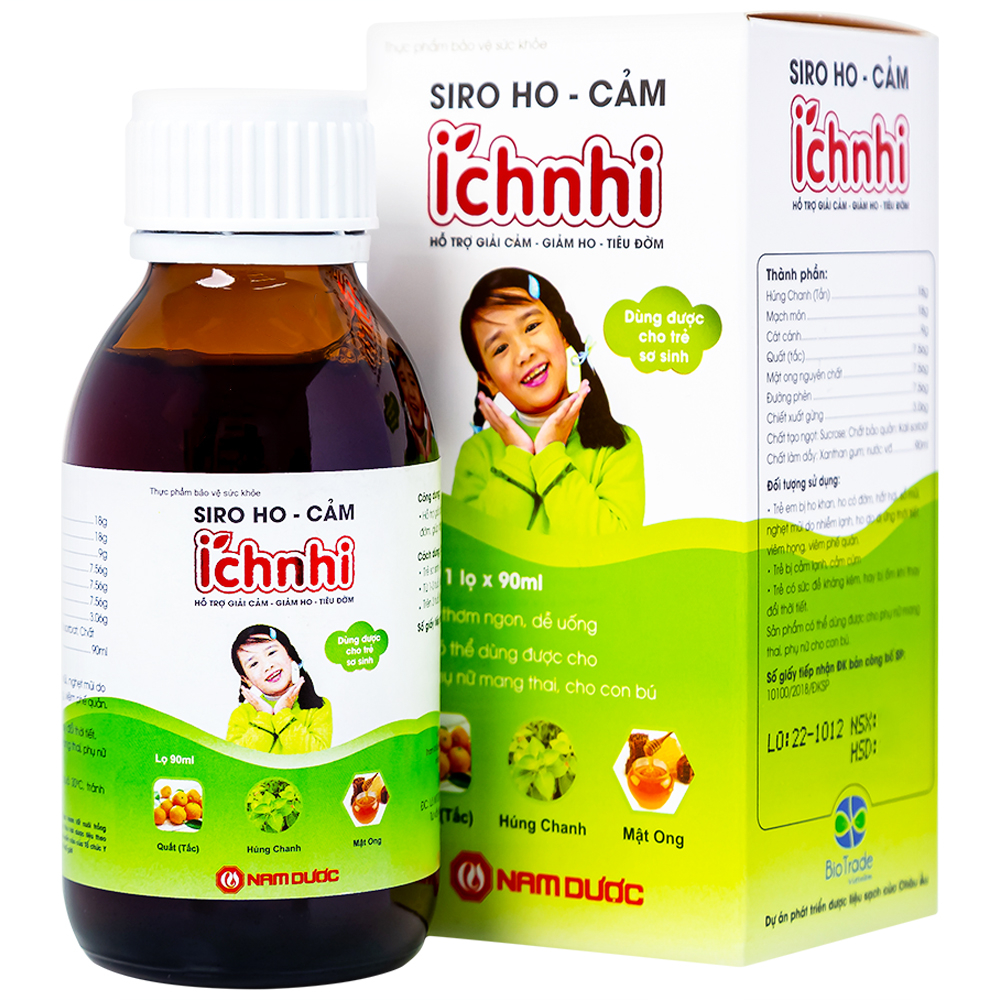 Siro hỗ trợ giảm ho tiêu đờm Ích Nhi Nam Dược (90ml)