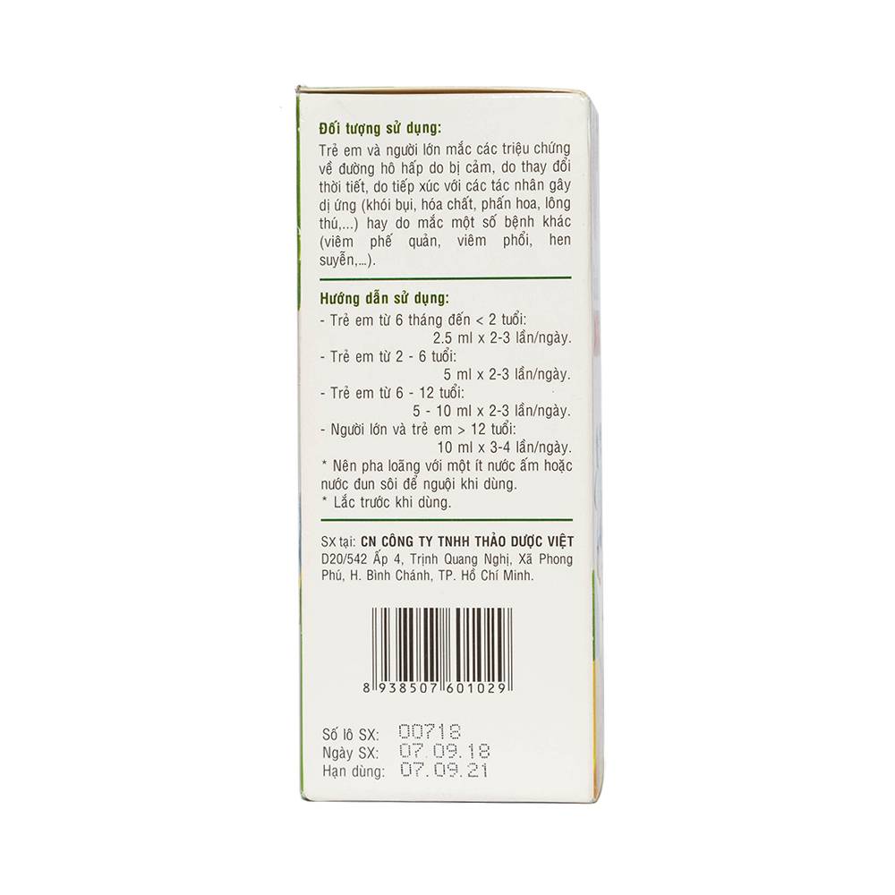 Siro ho Ong Vàng Thảo Dược Việt (100ml)