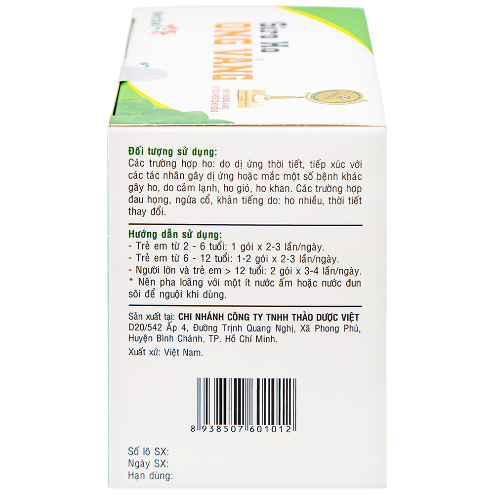 Siro ho Ong Vàng Thảo Dược Việt (30 gói)