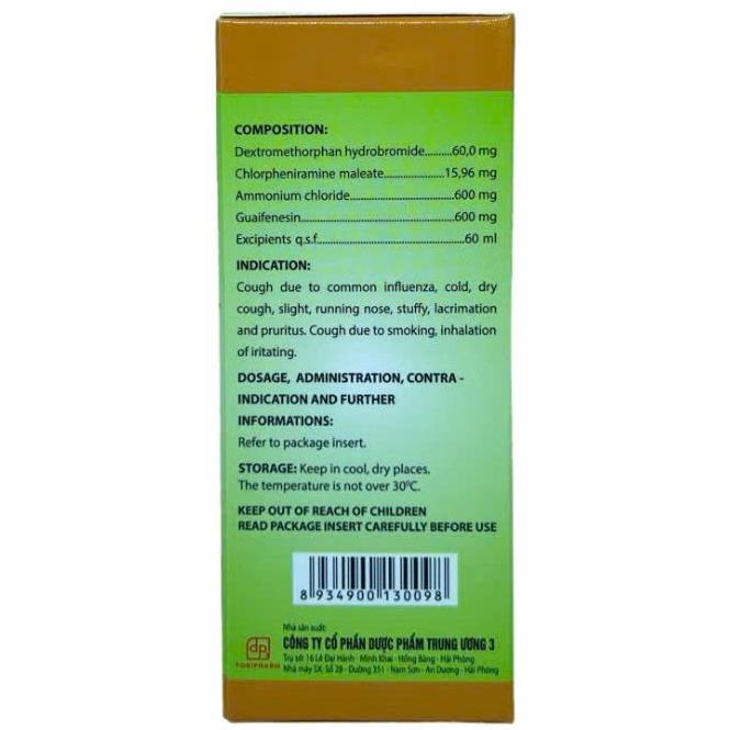 Siro ho TW3 giúp giảm ho, long đờm, chống dị ứng (60ml)