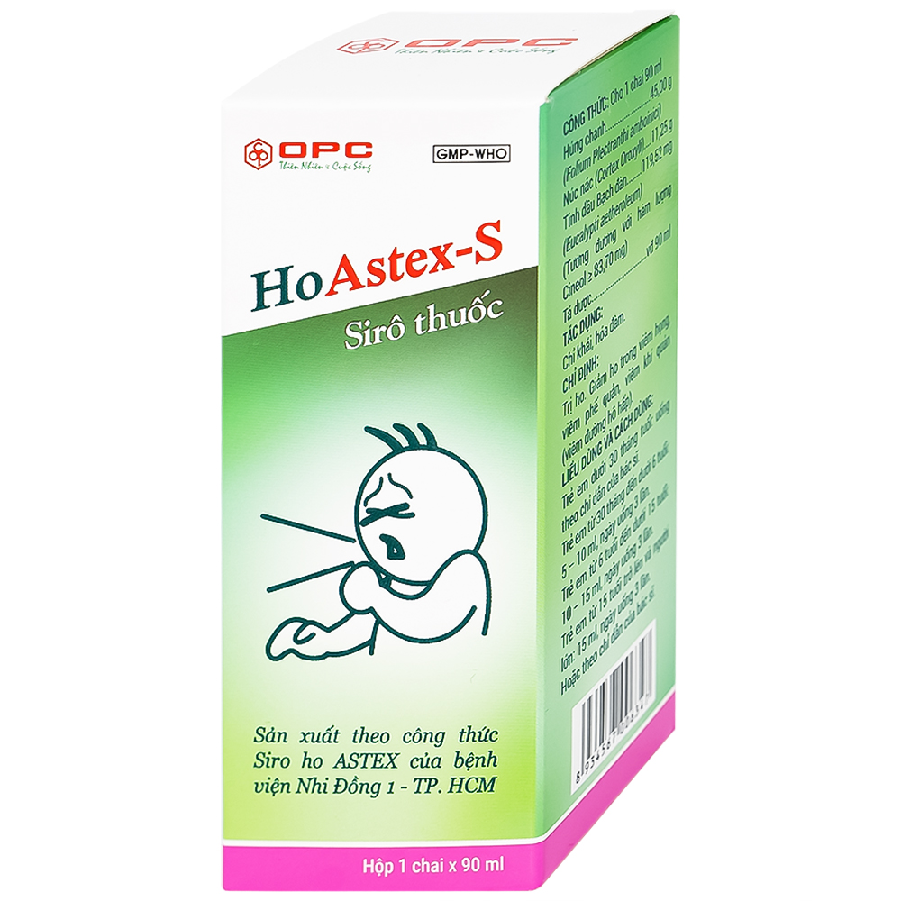 Siro HoAstex-S 90ml OPC dùng trị ho, giảm ho trong viêm họng, viêm phế quản