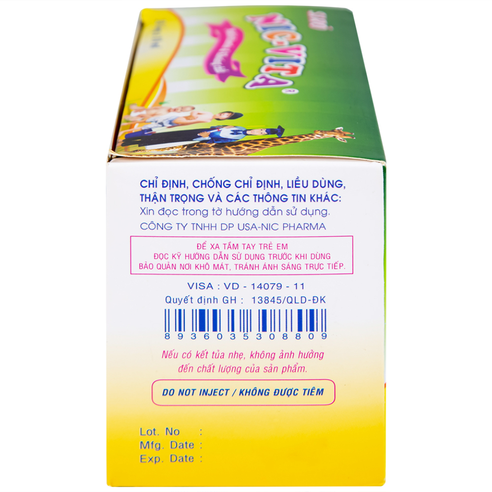 Siro Nic-Vita bổ sung dinh dưỡng, phát triển chiều cao ở trẻ em (20 ống x 10ml) 