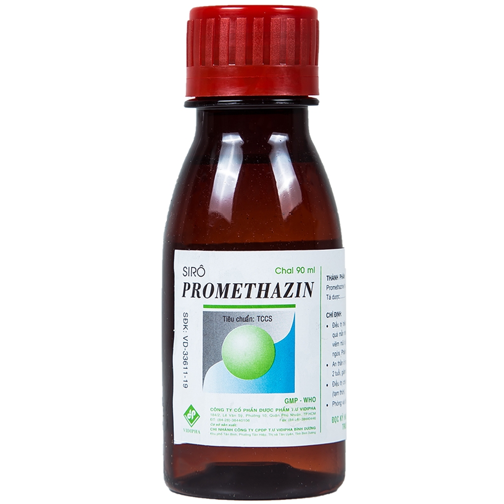 Siro Promethazin Vidipha điều trị mày đay, phù mạch, viêm mũi dị ứng (90ml)