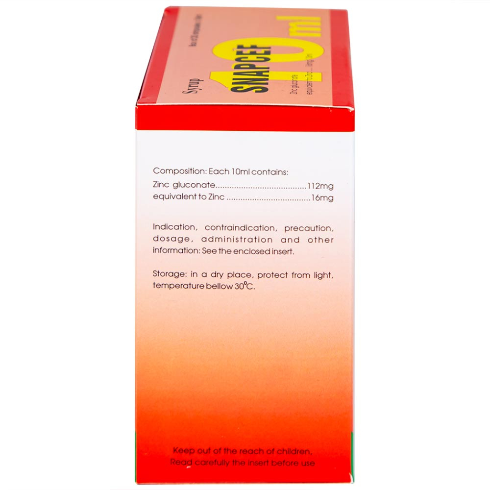 Siro Snapcef 16mg/10ml Hải Dương bổ sung kẽm, tăng cường sức đề kháng (20 ống x 10ml) 