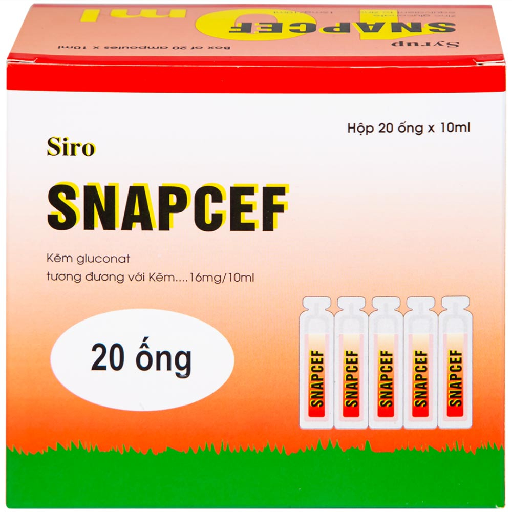 Siro Snapcef 16mg/10ml Hải Dương bổ sung kẽm, tăng cường sức đề kháng (20 ống x 10ml) 