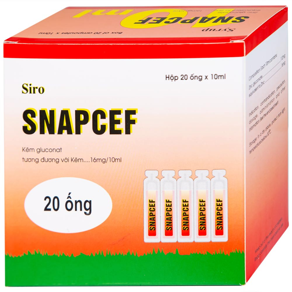 Siro Snapcef 16mg/10ml Hải Dương bổ sung kẽm, tăng cường sức đề kháng (20 ống x 10ml) 