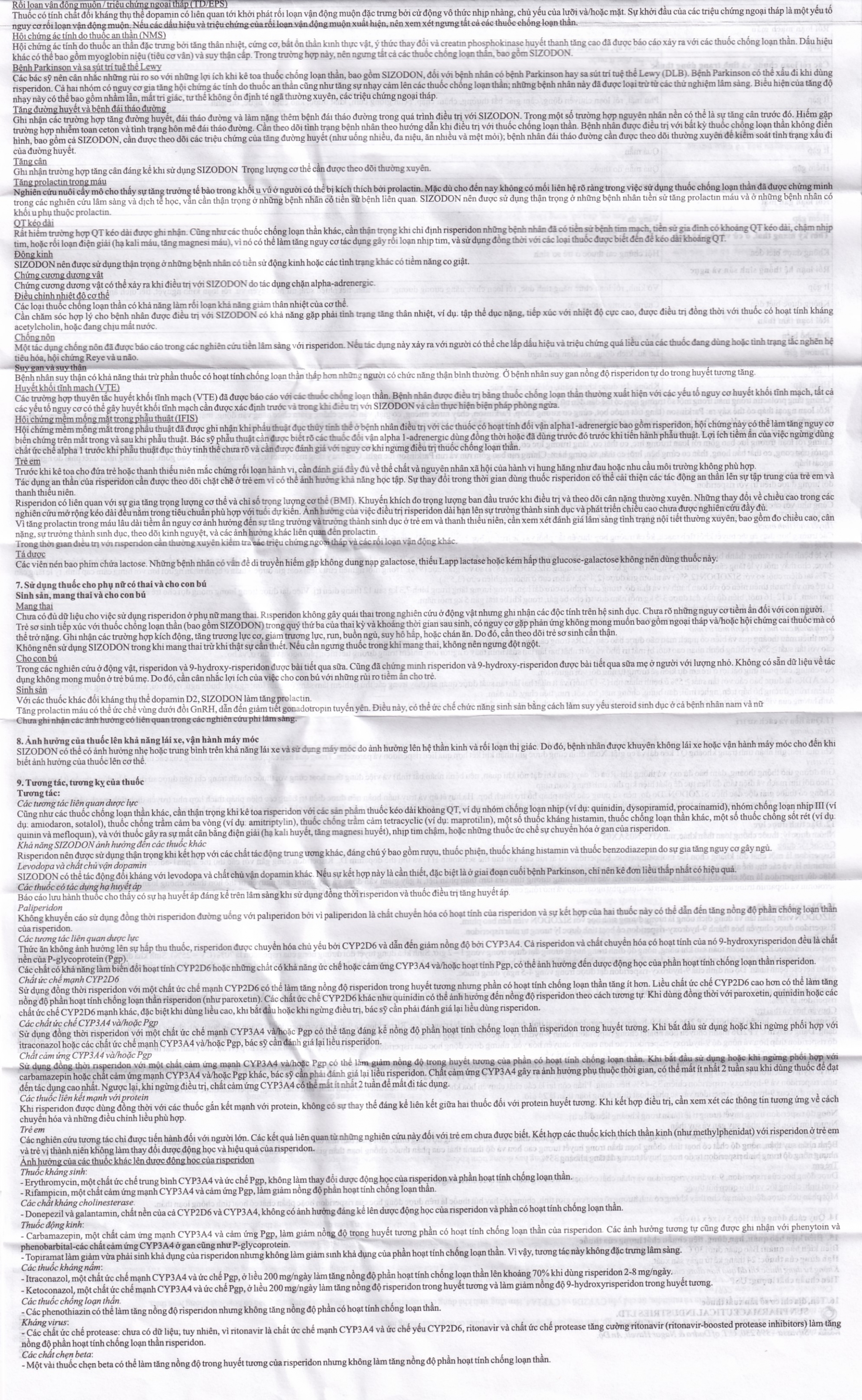 Thuốc Sizodon 1 Sunplay điều trị bệnh tâm thần phân liệt (5 vỉ x 10 viên)