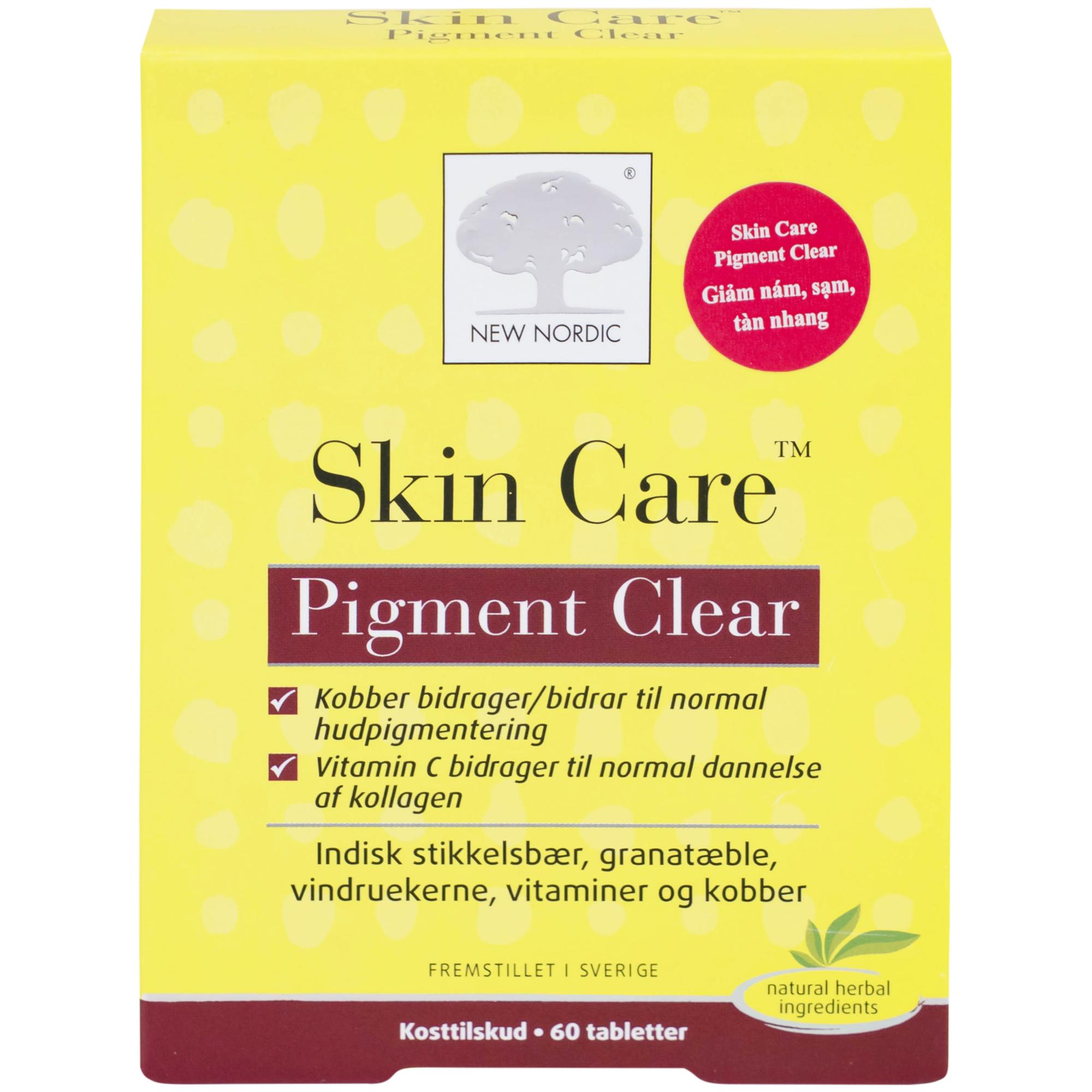 Viên uống giúp làm đẹp da, chống oxi hóa và giảm lão hóa da Skin Care Pigment Clear New Nordic (2 vỉ x 30 viên)