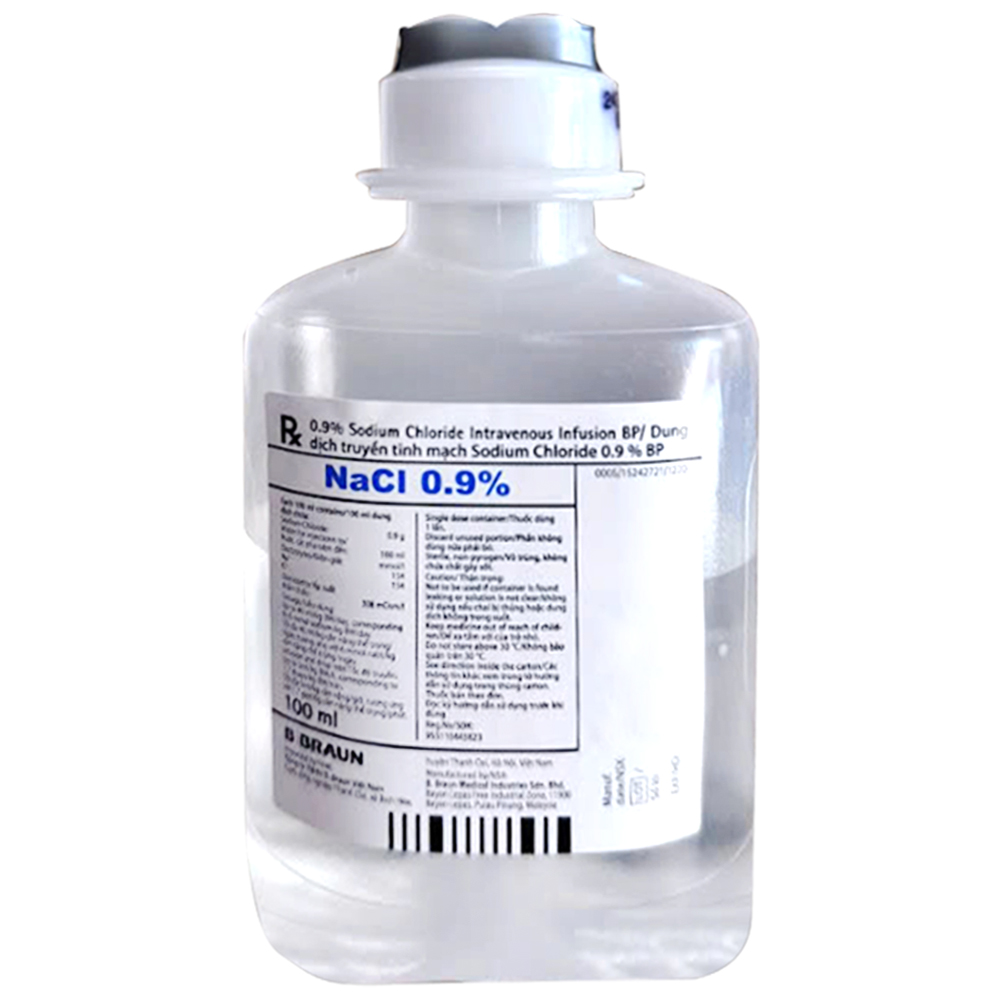 Dung dịch truyền tĩnh mạch Sodium Chloride 0.9% B.Braun bổ sung nước do mất nước (100ml)