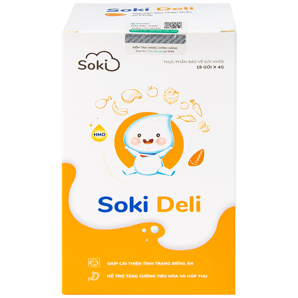Bột hòa tan giúp ăn ngon miệng, tăng cường tiêu hóa, cải thiện tình trạng biếng ăn Soki Deli (18 gói x 4g)