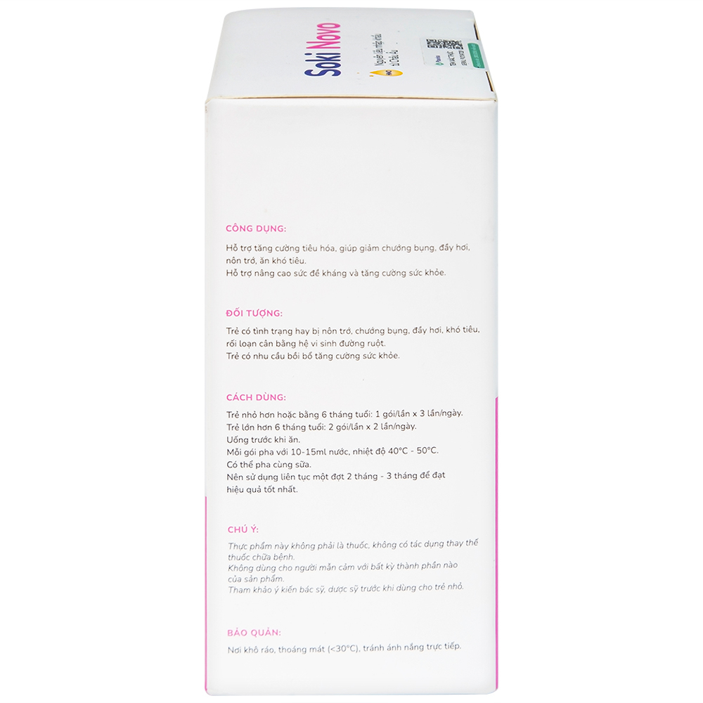 Bột hòa tan hỗ trợ giảm chướng bụng, đầy hơi, nôn trớ, khó tiêu cho trẻ Soki Novo (18 gói x 3g)