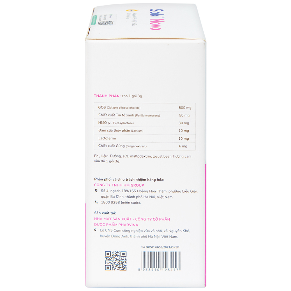 Bột hòa tan hỗ trợ giảm chướng bụng, đầy hơi, nôn trớ, khó tiêu cho trẻ Soki Novo (18 gói x 3g)