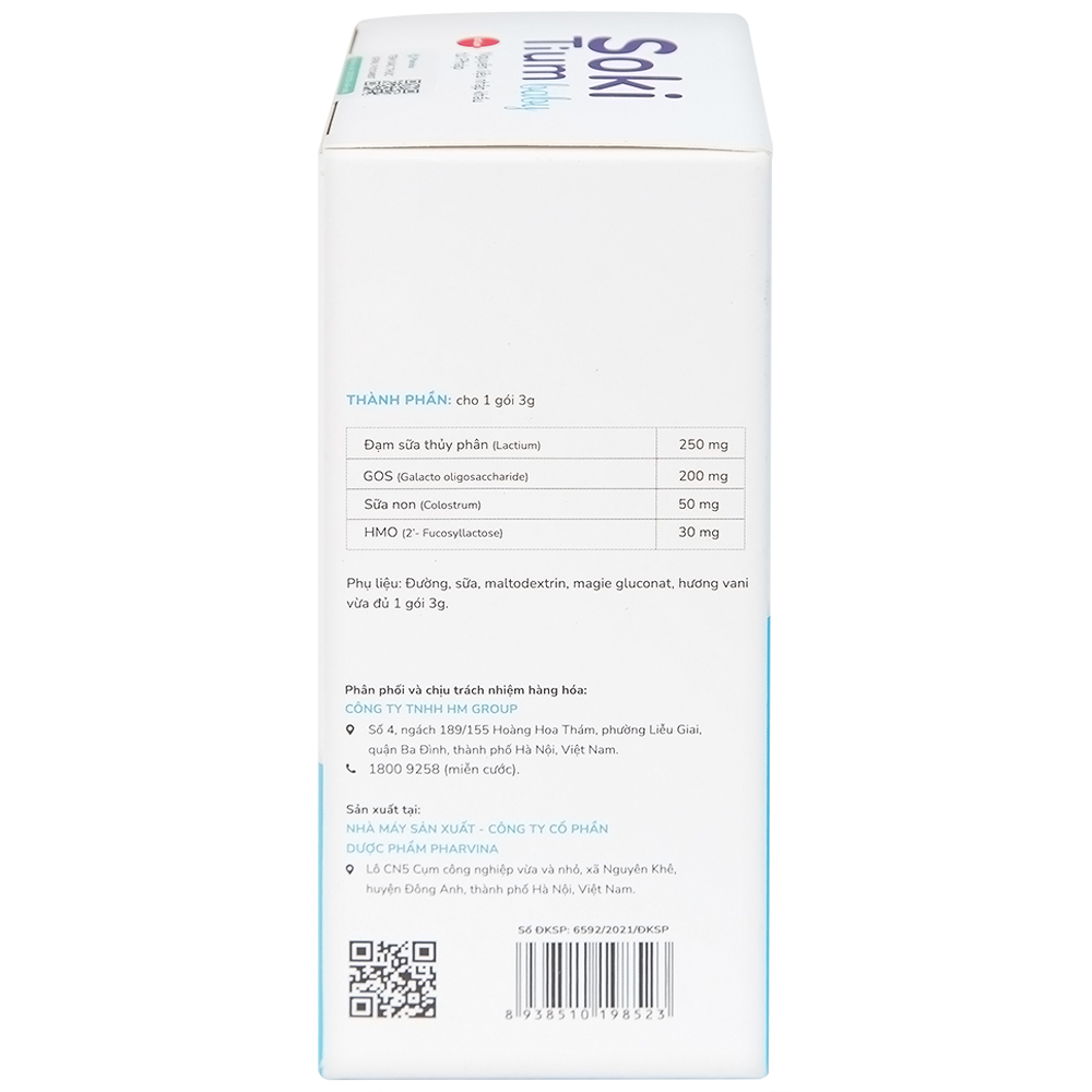 Bột hòa tan hỗ trợ trẻ giảm quấy khóc, giúp trẻ ngủ ngon, tăng cường tiêu hóa Soki Tium Baby (12 gói x 3g)