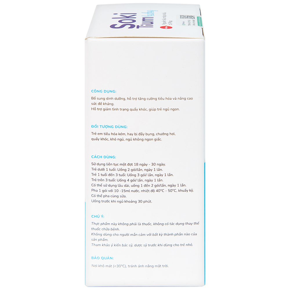 Bột hòa tan hỗ trợ trẻ giảm quấy khóc, giúp trẻ ngủ ngon, tăng cường tiêu hóa Soki Tium Baby (12 gói x 3g)