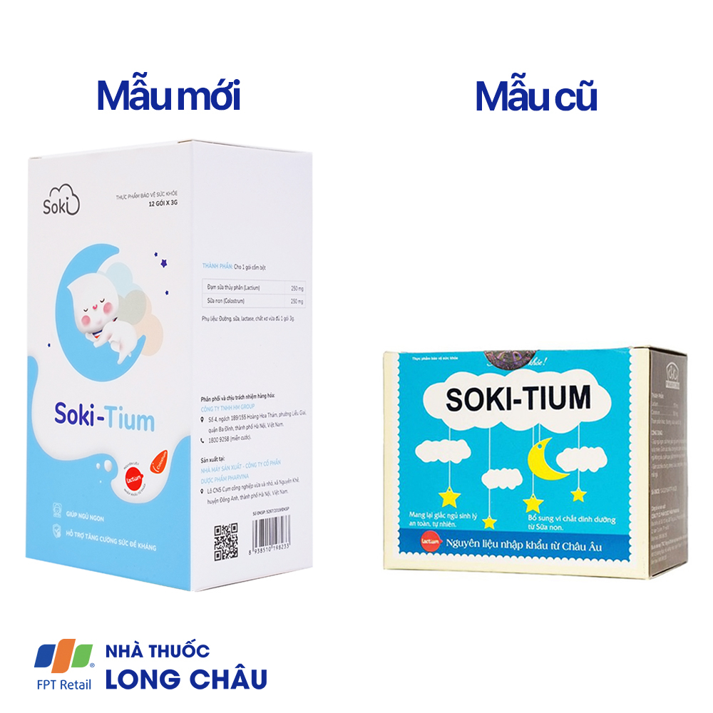 Bột hòa tan giúp ngủ ngon, tăng sức đề kháng Soki-Tium (12 gói x 3g)