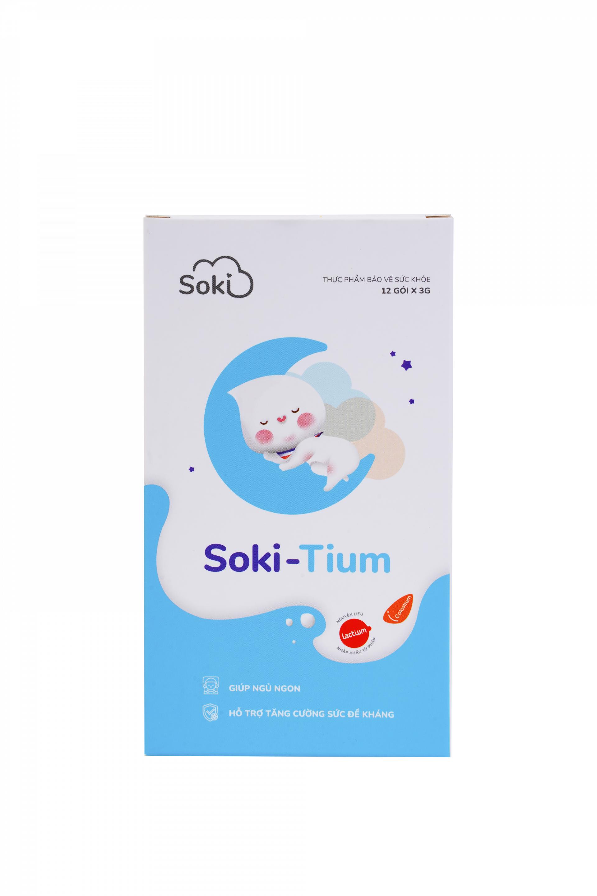 Bột hòa tan giúp ngủ ngon, tăng sức đề kháng Soki-Tium (12 gói x 3g)