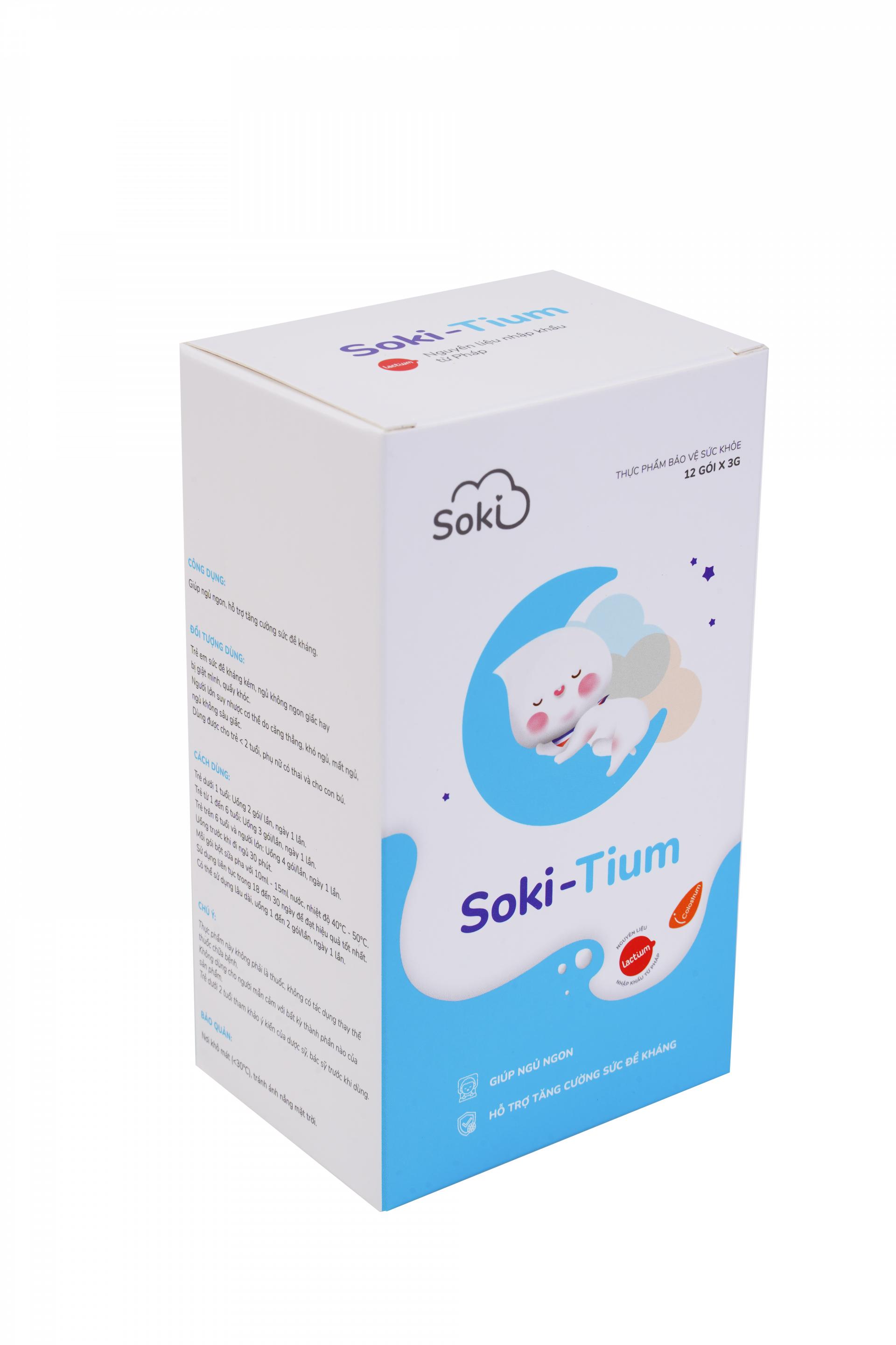 Bột hòa tan giúp ngủ ngon, tăng sức đề kháng Soki-Tium (12 gói x 3g)