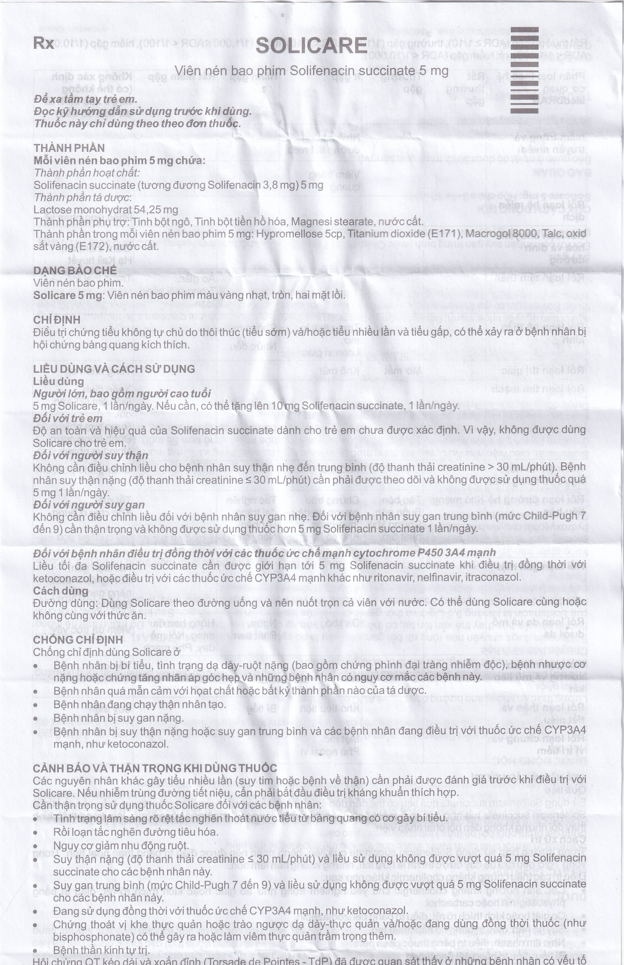Thuốc Solicare 5mg Genepharm điều trị tiểu không kiểm soát do bàng quang kích thích (3 vỉ x 10 viên)