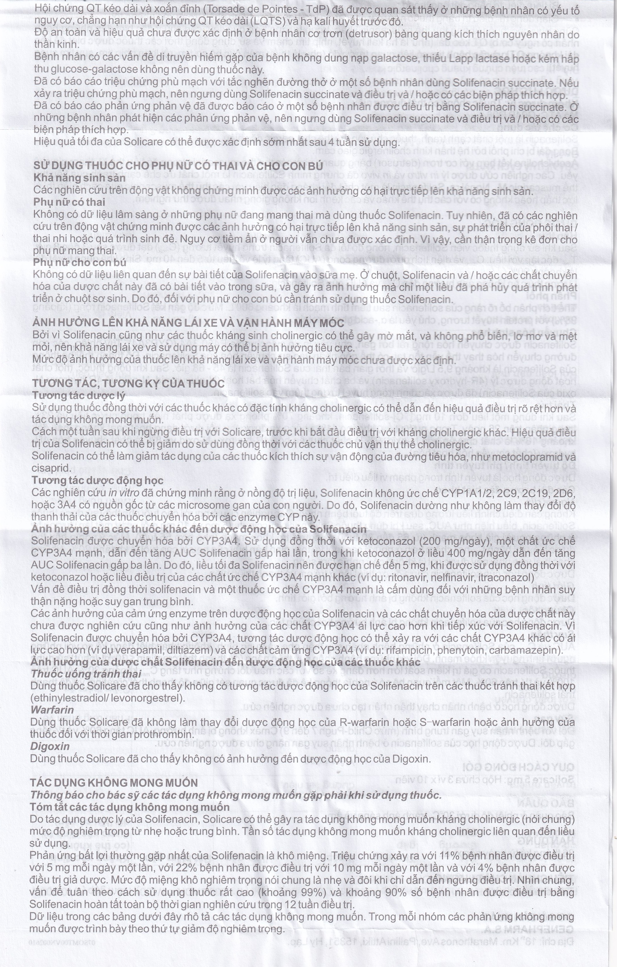 Thuốc Solicare 5mg Genepharm điều trị tiểu không kiểm soát do bàng quang kích thích (3 vỉ x 10 viên)