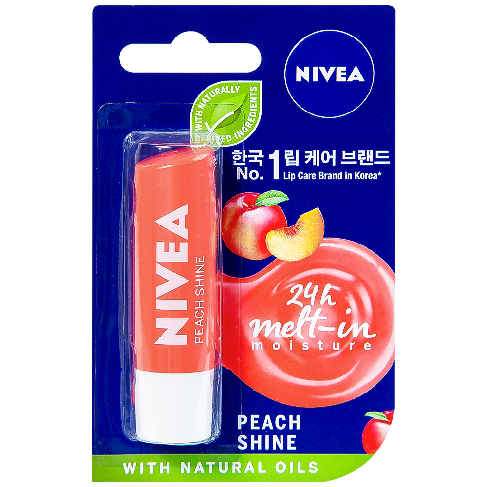 Son dưỡng ẩm Nivea Peach Shine 4.8g dưỡng môi mềm mại (4.8g)